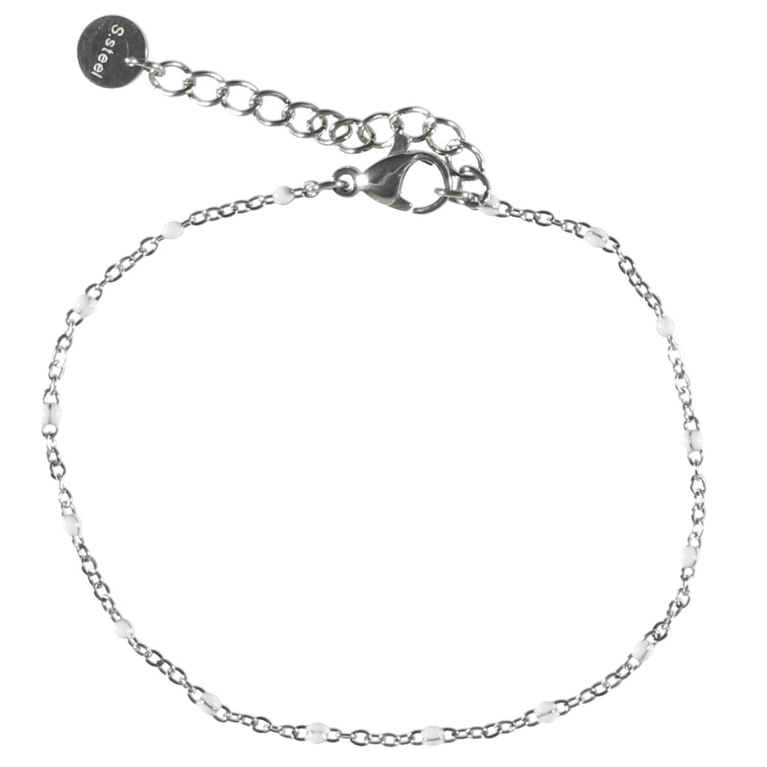 Bracelet perles en émail blanc