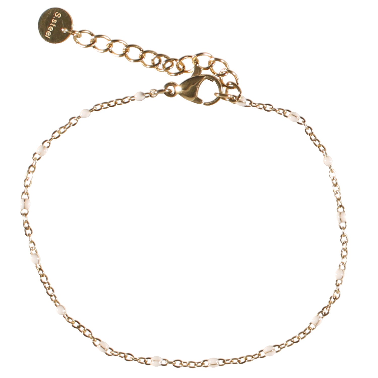 Bracelet perles en émail blanc