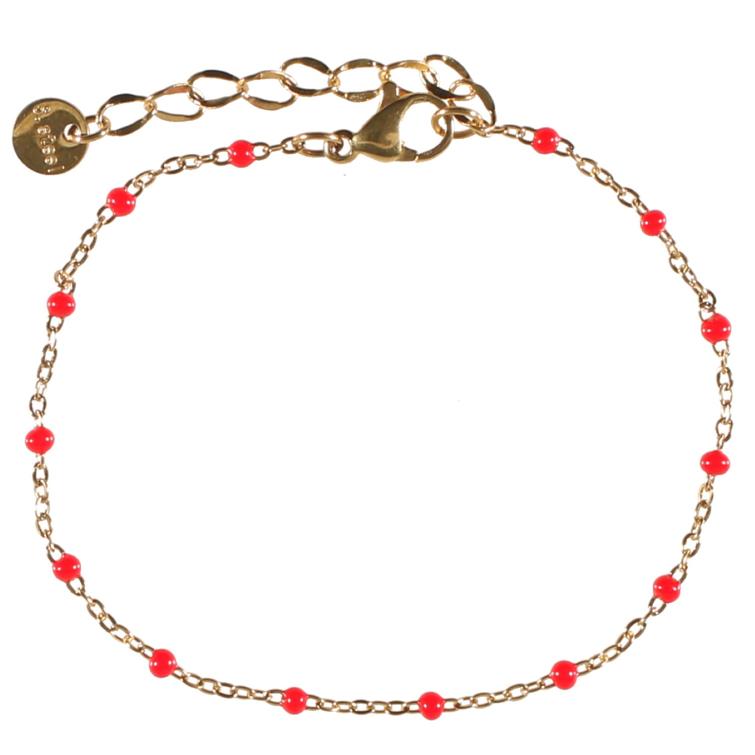Bracelet perles en émail rouge