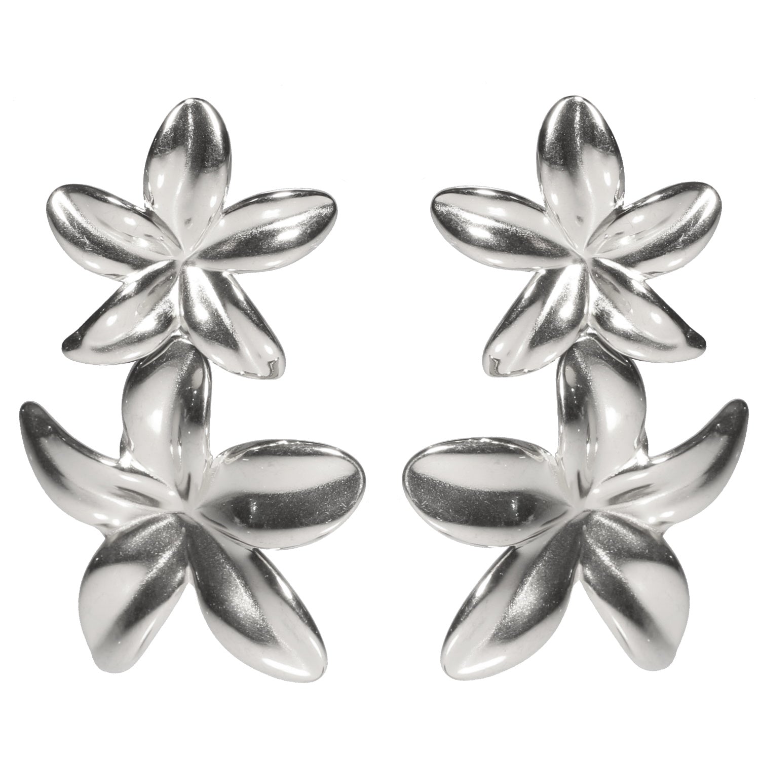 Boucle d'oreille fleur double